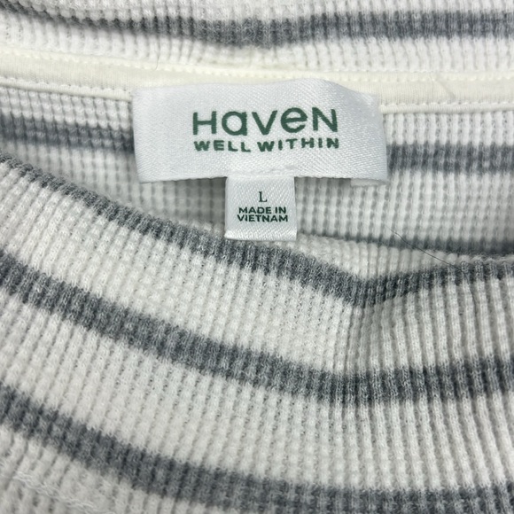 Haven Well Within striped waffle knit women’s long sleeve shirt size large - Picture 3 of 7